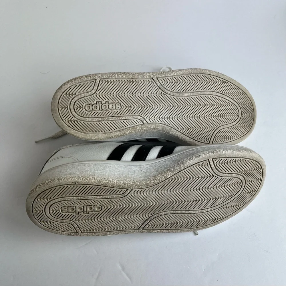 Adidas Neo Grand Court White Sneakers Size 6 Black Stripes Cloud Foam